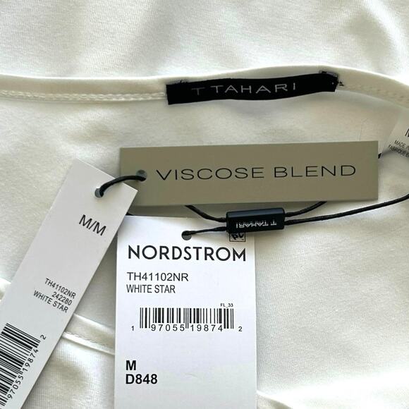 Tahari Flutter Cap Sleeve T-Shirt in White Star - Picture 5 of 8